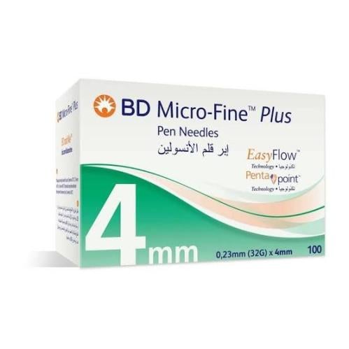 إبر قلم أنسولين BD ميكروفاين بلس 4 مم 32G (100 قطع...