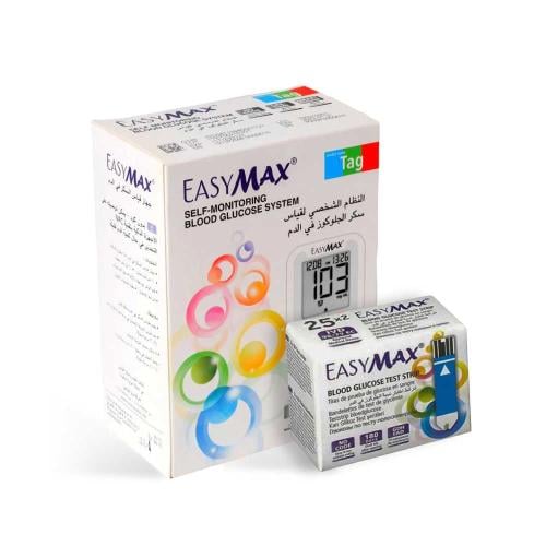 بكج سكر EasyMax: جهاز قياس + شرائط أصلية (توصيل مج...