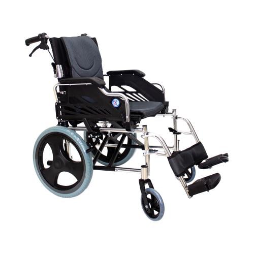 كرسى متحرك الومنيوم بجلسة مزدوجة رمادى كفر وسط -16...