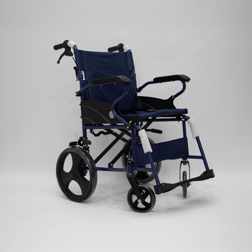 كرسي متحرك أزرق بكفر صغير 12 إنش