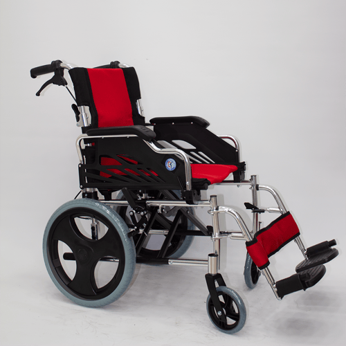 كرسى متحرك المنيوم احمر كفر وسط - 16- ماس التميز -...