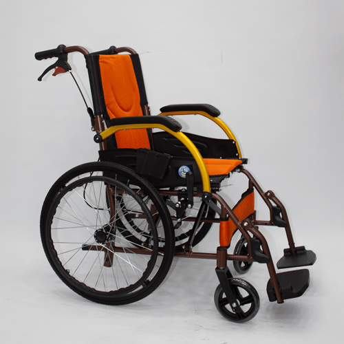 كرسى متحرك المنيوم ذهبى برتقالى كفر وسط - 20 - ماس...