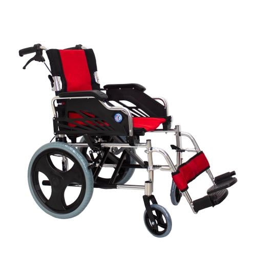 كرسى متحرك المنيوم احمر كفر وسط - 16- ماس التميز -...