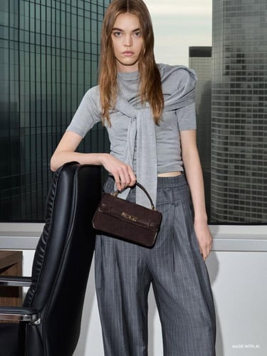 حقيبة ارليت بمقبض علوي من جلد الغزال تشارلز اند كي...