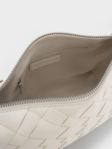 تشارلز & كيث حقيبة ايفيت منسوجة -كريمي