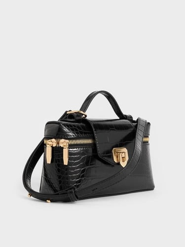 تشارلز&كيث حقيبة اروين - جلد تمساح اسود