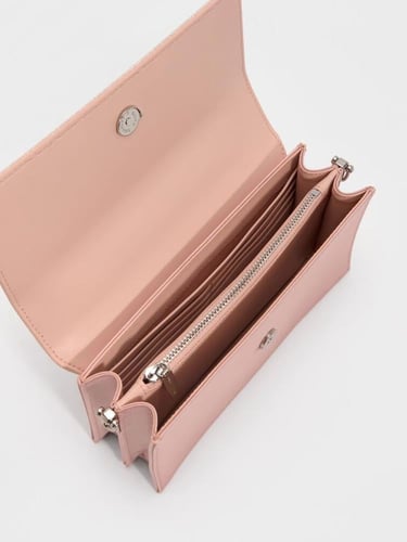 تشارلز اند كيث محفظة كريستين اللامعة بسلسلة - وردي