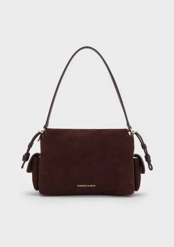 حقيبة كتف كاي من جلد الغزال الصناعي تشارلز &كيث -...