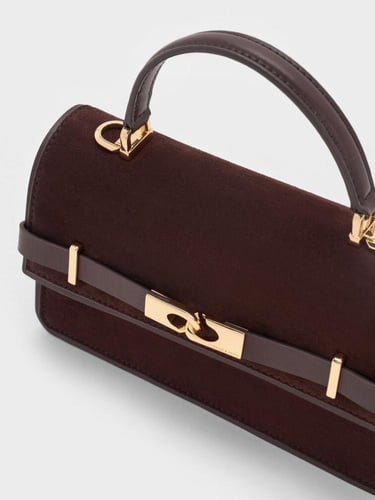 حقيبة ارليت بمقبض علوي من جلد الغزال تشارلز اند كي...