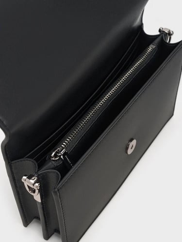 تشارلز&كيث محفظة كريستين ذات المقبض المنحوت-أسود