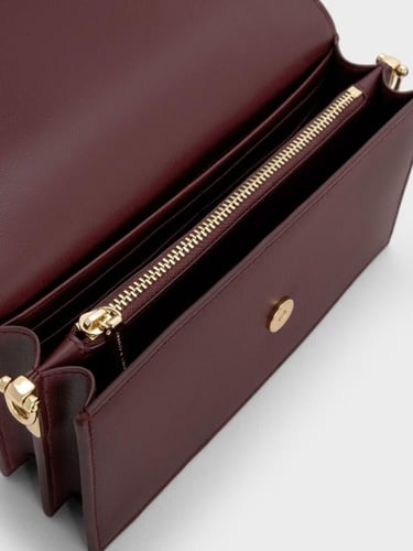 تشارلز&كيث محفظة كريستين ذات المقبض المنحوت-عنابي