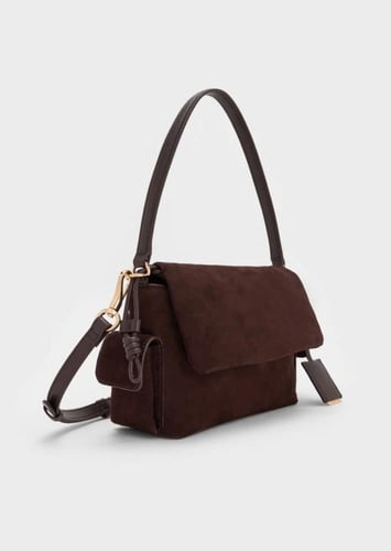 حقيبة كتف كاي من جلد الغزال الصناعي تشارلز &كيث -...