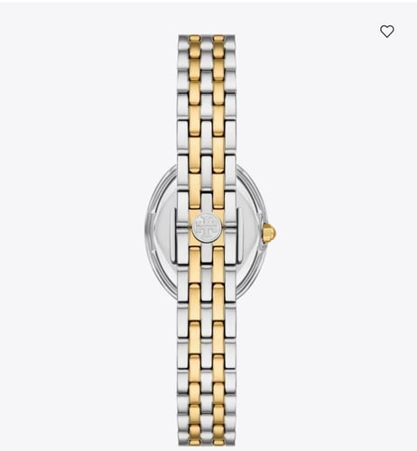 ساعة بيضاويه باللونين الذهبي والفضي - ماركة توري ب...