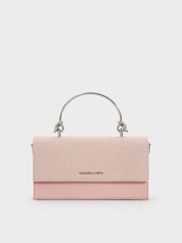 تشارلز اند كيث محفظة كريستين اللامعة بسلسلة - وردي