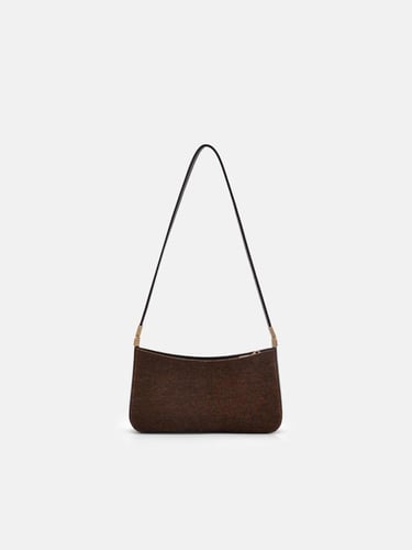 حقيبة كتف من قماش جاتيه صغيره - بني