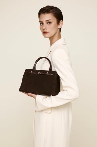 حقيبة توت من جلد الغزال ماركة فيرافايد -اسبريسو25