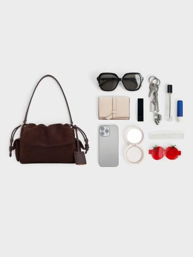 حقيبة كتف كاي من جلد الغزال الصناعي تشارلز &كيث -...