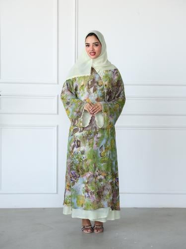 عباية شيفون بليسيه دبل فيس
