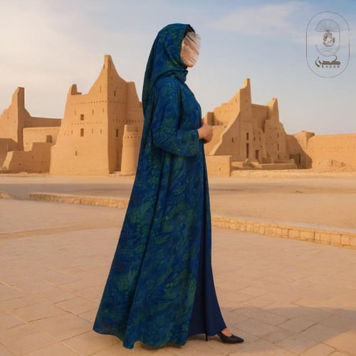 عباية قماش شيفون بطباعة خاصة ، مبطنه شيفون ، القصة...