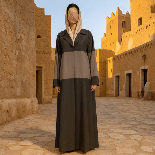 عباية شتوية قماش بنقشة كاروهات