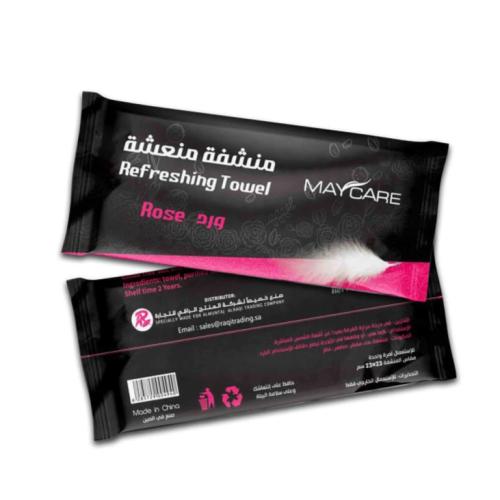 منشفة منعشة برائحة الورد من ماي كير 25 قطعة - maycare