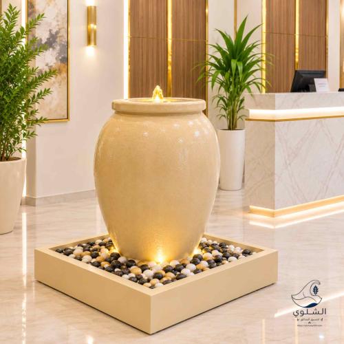 Modern fiberglass fountain ready