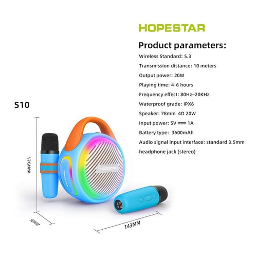 مكبر صوت HOPESTAR لاسلكي للأطفال مقاوم للماء بقوة...