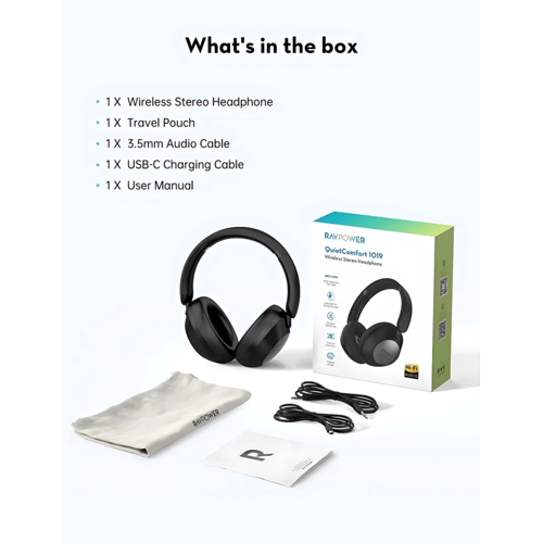 سماعات رأس راف باور بميزة ANC تعمل حتى 55 ساعة Hi-...