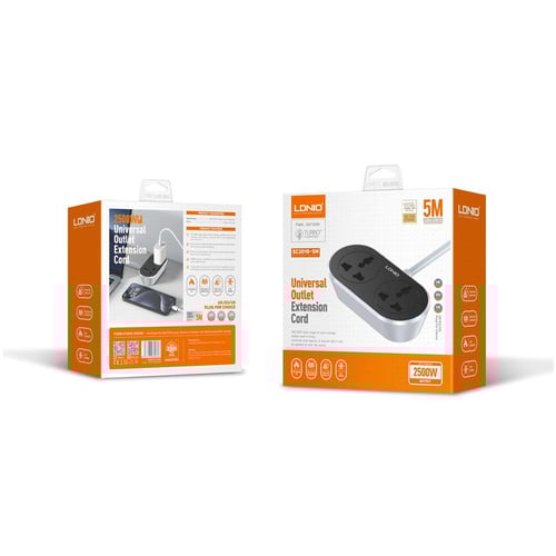 توصيلة LDNIO كهربائية بقوة 2500 واط منفذين ( 10 مت...