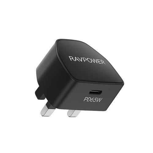 شاحن جداري راف باور بقوة 65 واط بمنفذ USB-C - أسود