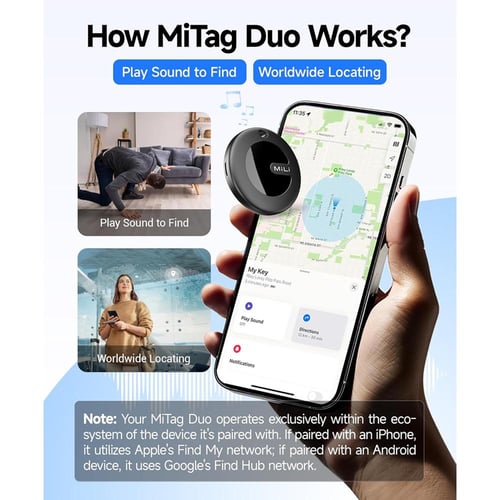 جهاز تتبع MiLi MiTag Duo متوافق iOS و Android