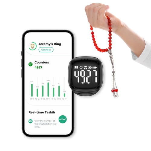 خاتم التسبيح iQIBLA Zikr Noor الذكي الكتروني