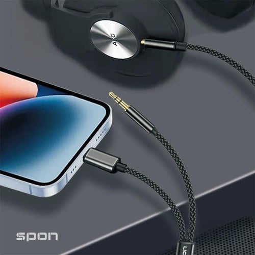 وصلة صوت 2 في 1 من AUX إلى AUX + Lightning - أسود