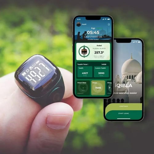 خاتم التسبيح iQIBLA Zikr Noor الذكي الكتروني
