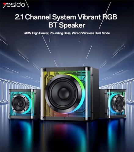مكبر صوت Yesido محيطي بلوتوث RGB ثنائي القناة بقوة...