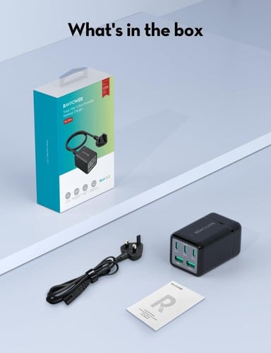 منصة شحن راف باور ثلاث منافذ USB-C ومنفذين USB-A ب...