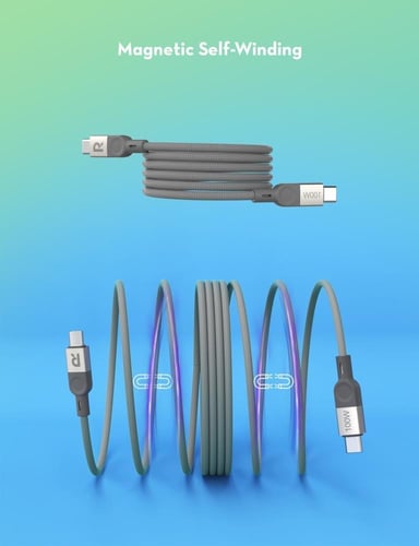 كيبل راف باور USB-C إلى USB-C مغناطيسي بقوة 100 وا...