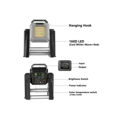 إضاءة عمل LED متعددة الوظائف بقاعدة تلسكوبية