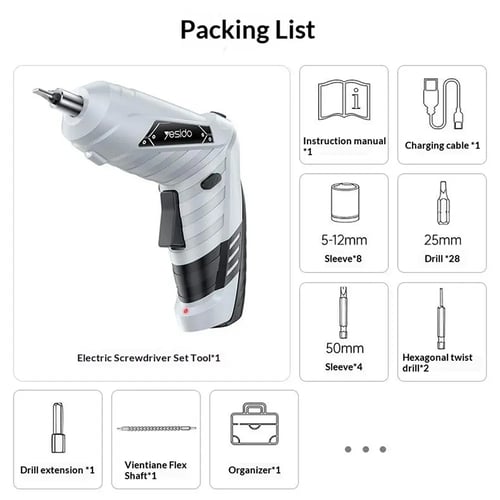 طقم مفكات Yesido كهربائي ولاسلكي ( EC34 )