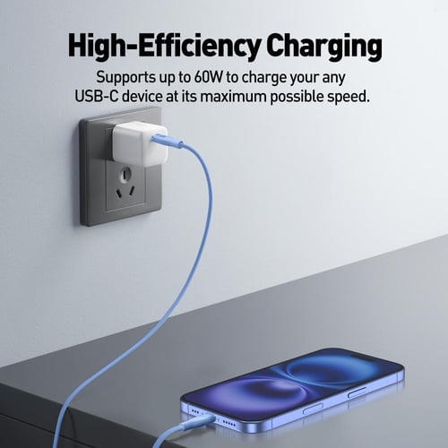 كيبل JODA سيليكون USB-C إلى USB-C بقوة 60 واط بطول...