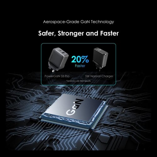 شاحن جداري oraimo PowerGaN 33 Pro منفذين USB-C و U...
