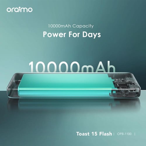 بطارية oraimo المتنقلة Toast 15 Flash بسعة 10000 م...