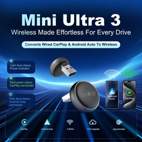 محول كارلينكيت Mini Ultra 3 لاسلكي لـ CarPlay و An...