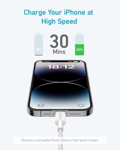 كيبل شحن انكر USB-C إلى Lightning بطول ( 0.9 متر )...