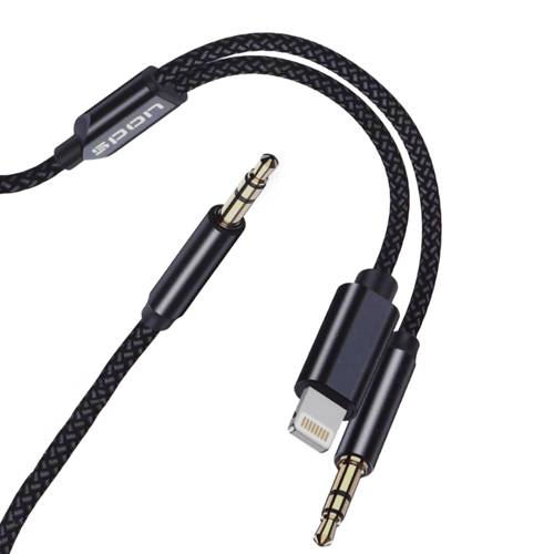 وصلة صوت 2 في 1 من AUX إلى AUX + Lightning - أسود