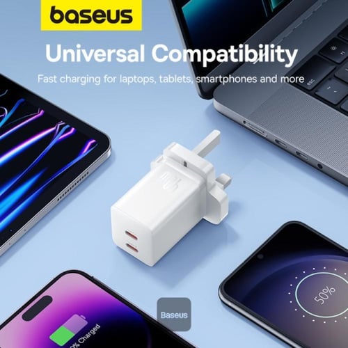 شاحن جداري بيسوس GaN5 Pro منفذين USB-C بقوة 40 واط