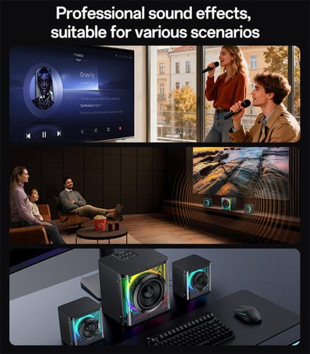 مكبر صوت Yesido محيطي بلوتوث RGB ثنائي القناة بقوة...
