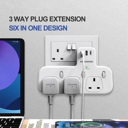 فيش وشاحن جداري موغماكس MX-EC001 متعدد المنافذ