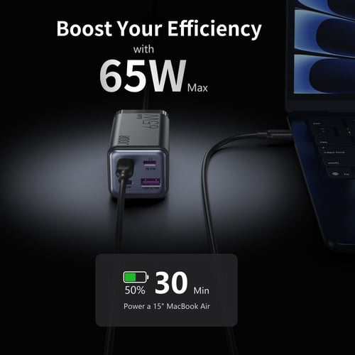 منصة شحن JODA Voltar بقوة 65 واط بثلاث منافذ USB-C...