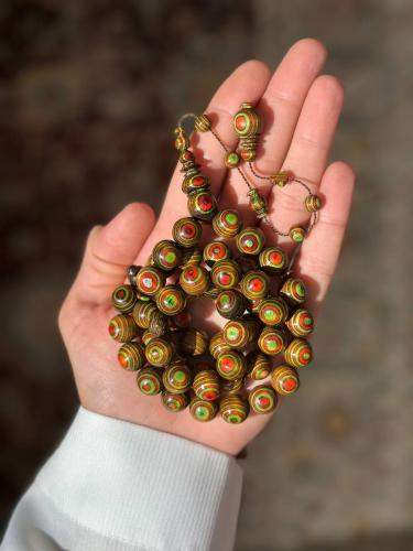 مسباح خشب مضغوط احمر واخضر